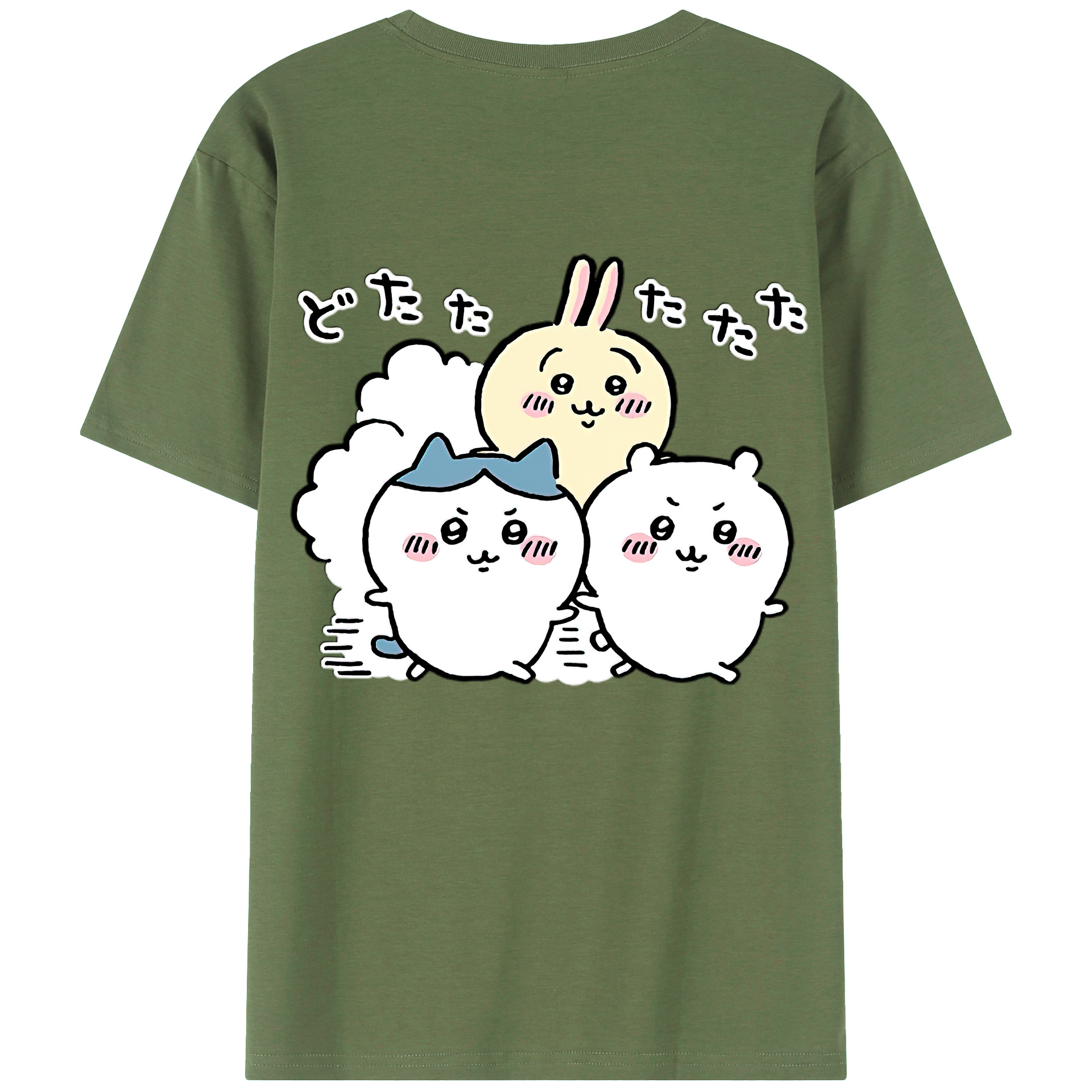 （画像用） ちいかわ ハチワレ Chii-kawa hachiware 綿100％ メンズ半袖Tシャツ（バックプリント） 通気性